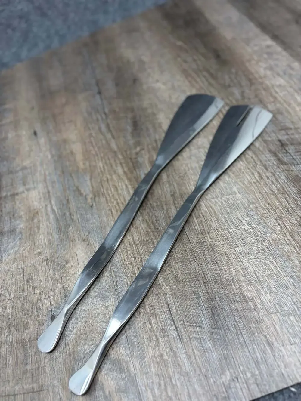 Arthur Salm style Mid Century Modern Stainless Steel Salad Serving Utensils Set